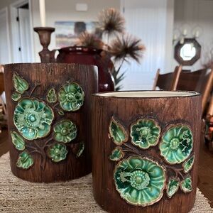 Set of 2 Handcrafted vintage Treasure Craft Ceramic Canisters